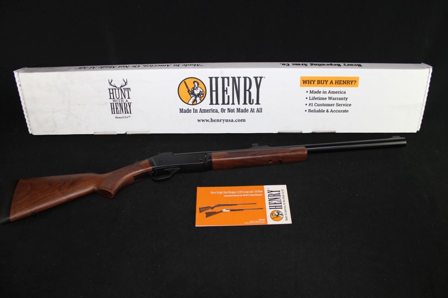Henry Single Shot 12ga Slug 24" 3" Wood/Blued NEW H015-12S-img-0