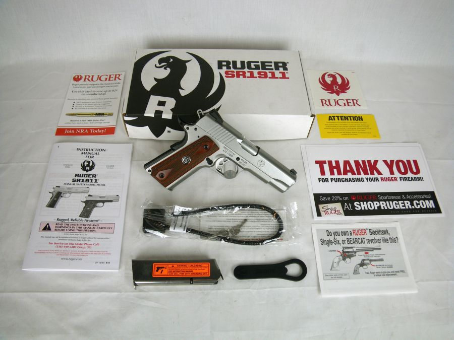 Ruger SR1911 45ACP 4.25" Stainless/Wood NEW #6702-img-0