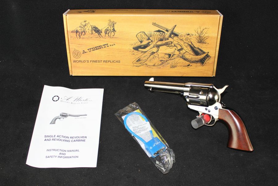 Uberti 1873 Cattleman 45 Colt 4.75” Nickel NEW 344102-img-0